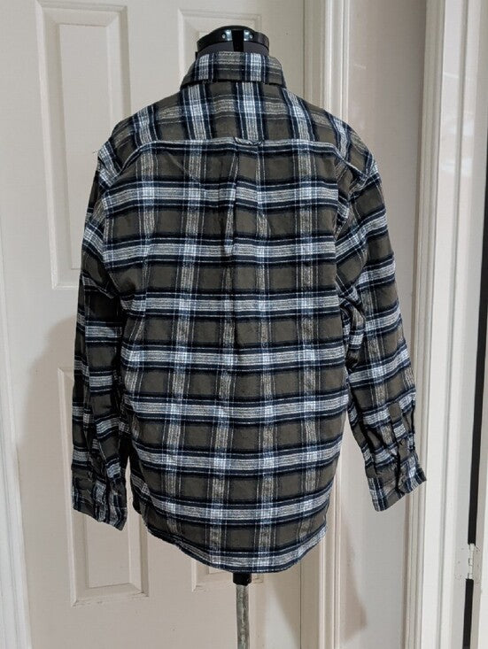 Jach's Heritage Olive & Black Plaid Button-Up Shirt Men's XL