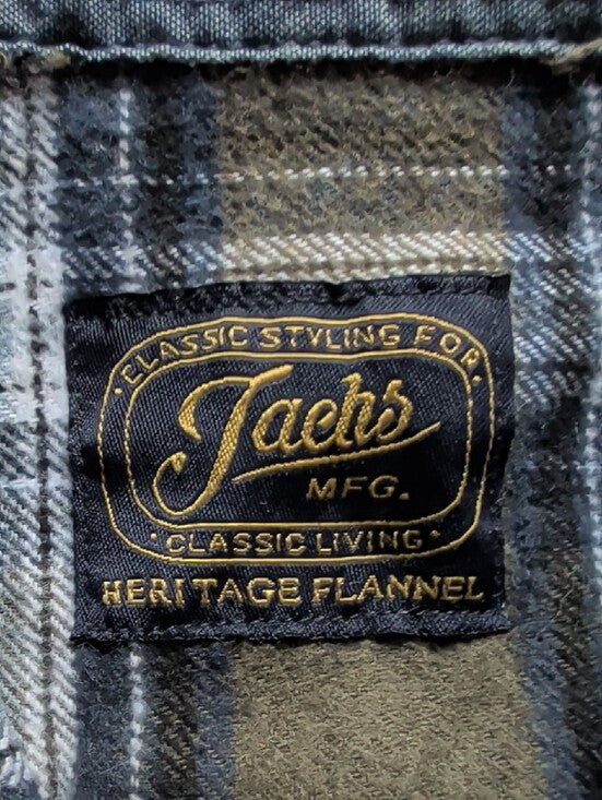 Jach's Heritage Olive & Black Plaid Button-Up Shirt Men's XL