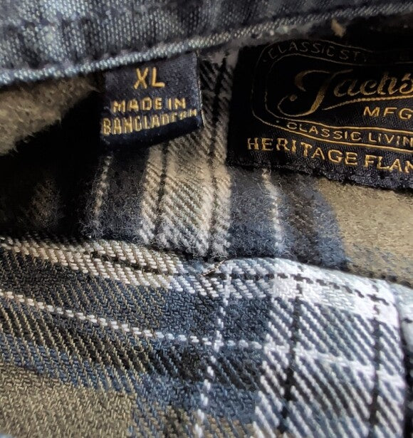 Jach's Heritage Olive & Black Plaid Button-Up Shirt Men's XL