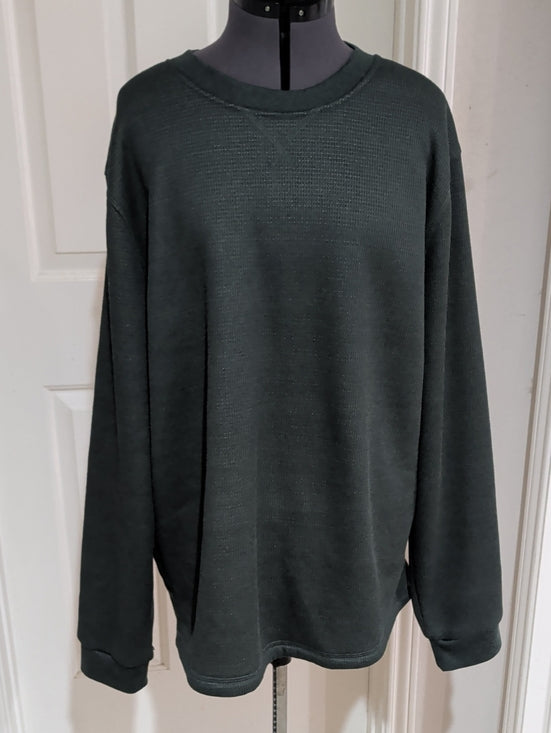 B.C. Clothing Heritage Green Waffle Knit Crew Neck Sweater Men's XL
