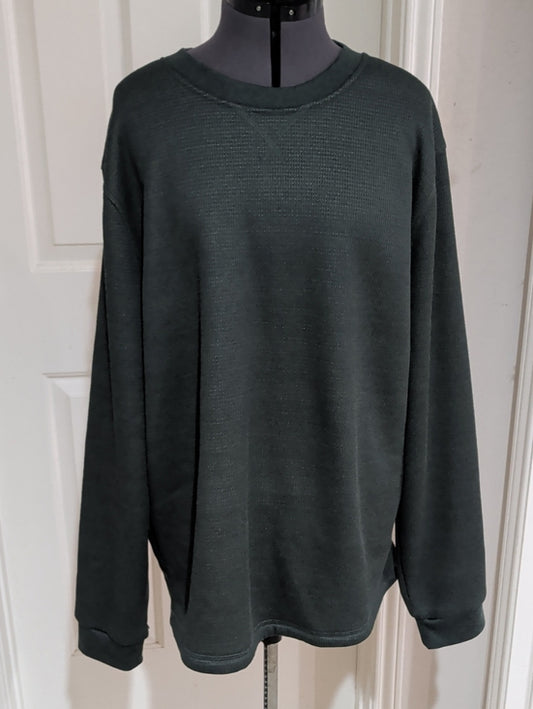 B.C. Clothing Heritage Green Waffle Knit Crew Neck Sweater Men's XL