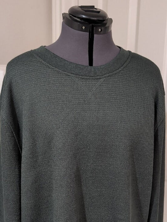 B.C. Clothing Heritage Green Waffle Knit Crew Neck Sweater Men's XL