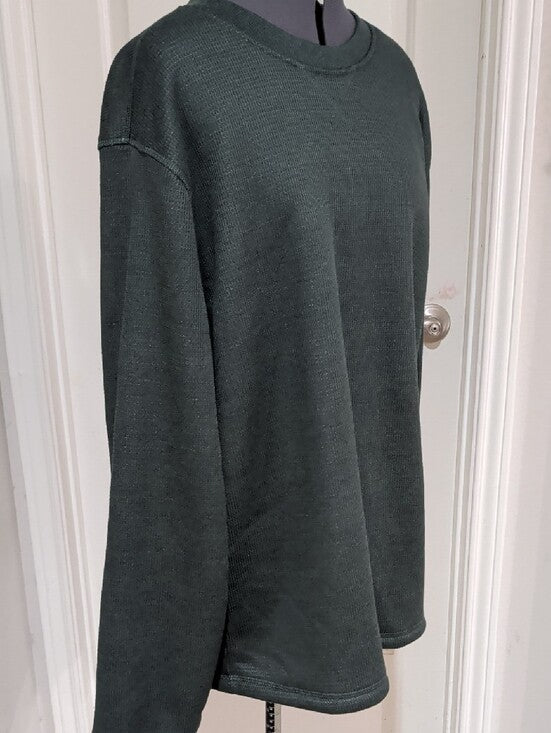 B.C. Clothing Heritage Green Waffle Knit Crew Neck Sweater Men's XL