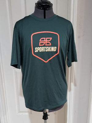 Sportskind Men's Forest Green Performance Athletic Graphic Tee Medium