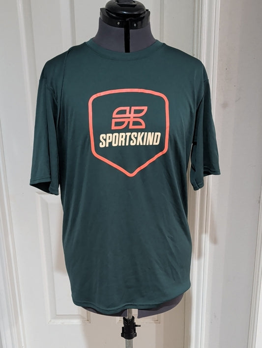 Sportskind Men's Forest Green Performance Athletic Graphic Tee Medium