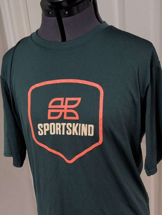 Sportskind Men's Forest Green Performance Athletic Graphic Tee Medium
