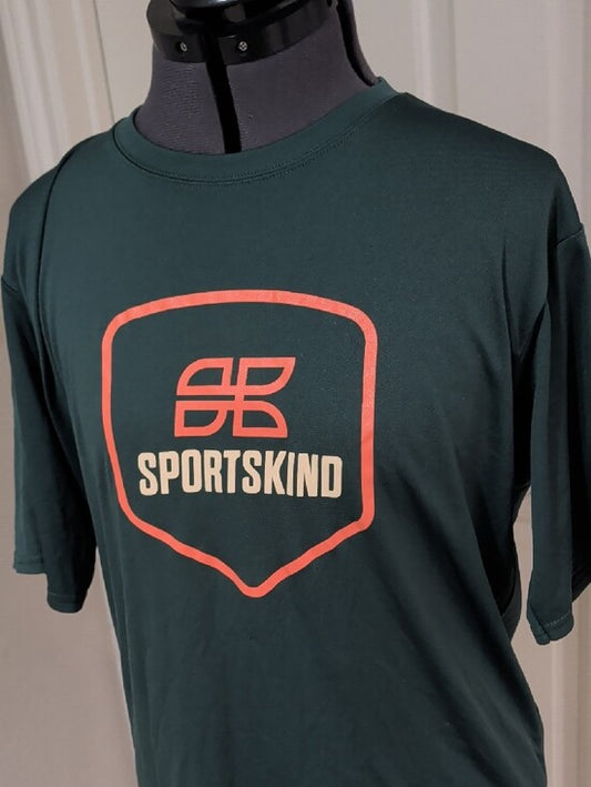 Sportskind Men's Forest Green Performance Athletic Graphic Tee Medium
