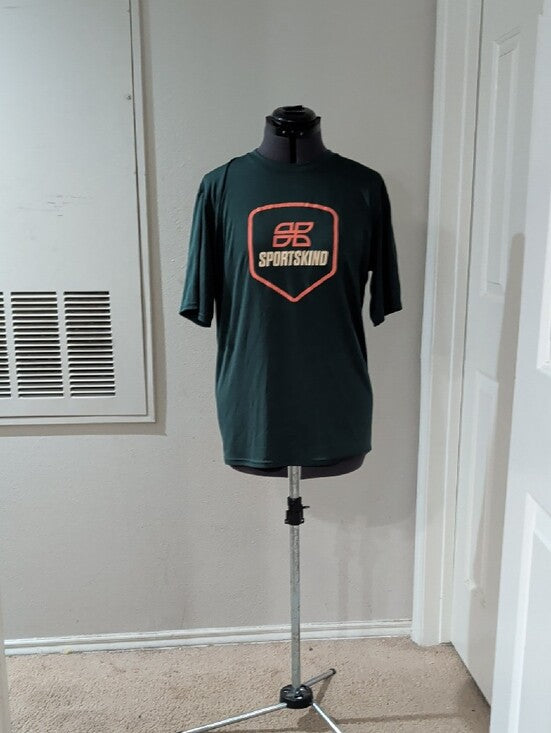 Sportskind Men's Forest Green Performance Athletic Graphic Tee Medium