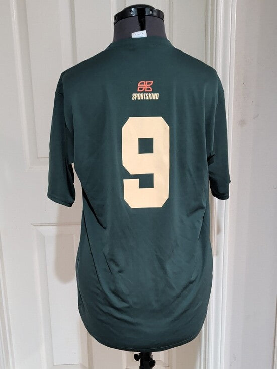 Sportskind Men's Forest Green Performance Athletic Graphic Tee Medium