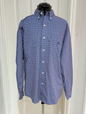 Chaps 'Easy Care' Blue and Red Plaid Button-Down Shirt New Men's Large