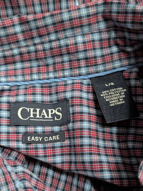 Chaps 'Easy Care' Blue and Red Plaid Button-Down Shirt New Men's Large