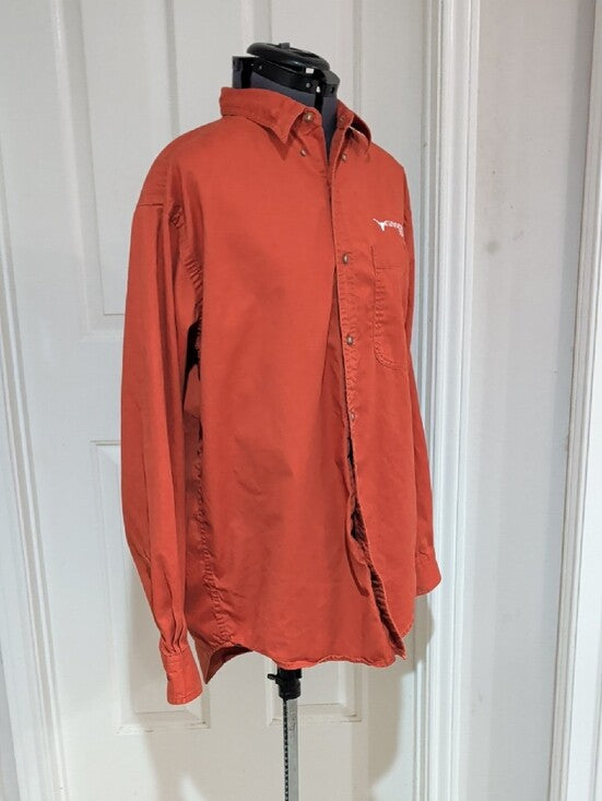 Vintage University of Texas Longhorns Burnt Orange Button-Up Shirt Retro Men's M