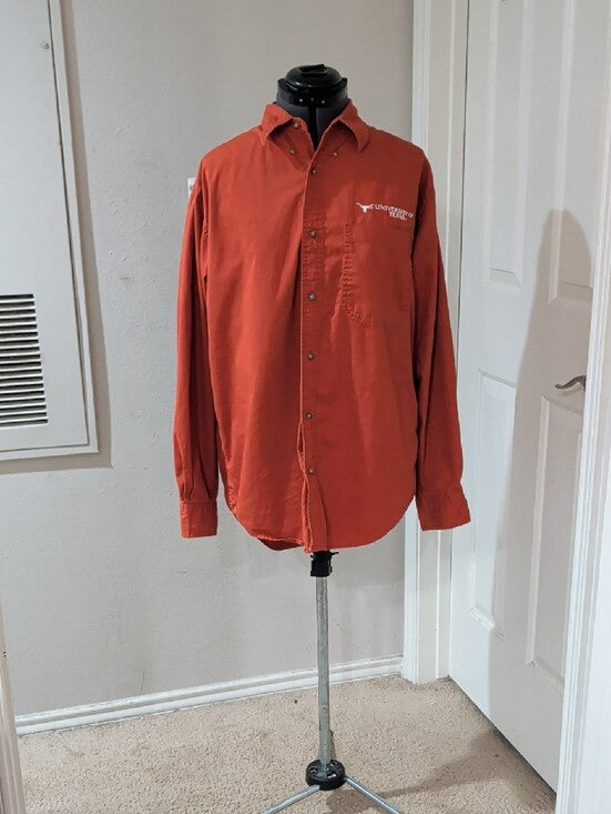 Vintage University of Texas Longhorns Burnt Orange Button-Up Shirt Retro Men's M