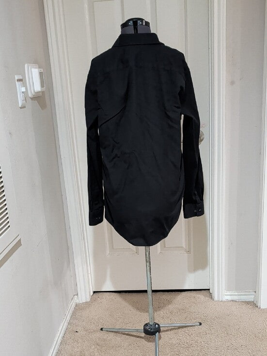 Marc Anthony Black Long-Sleeve Button-Up Textured Dress Shirt Slim Fit Mens L/XL