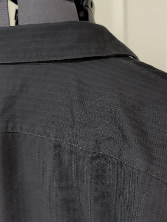 Marc Anthony Black Long-Sleeve Button-Up Textured Dress Shirt Slim Fit Mens L/XL