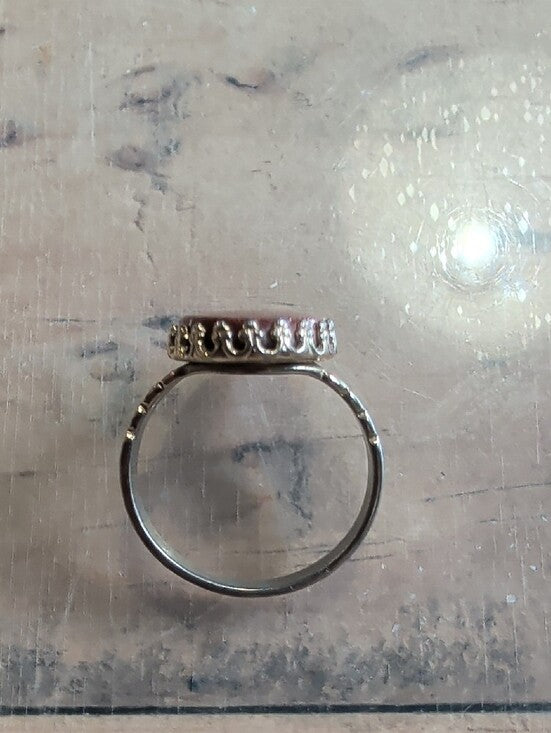 Vintage Gold-Tone Ring with Sparkling Pink Drusy Stone Retro Costume Jewelry