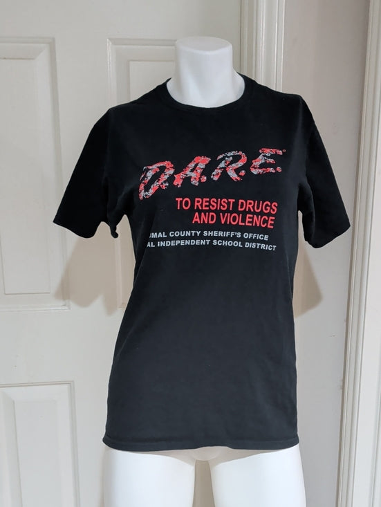 Vintage DARE Black Graphic Tee - Retro - Women's Small