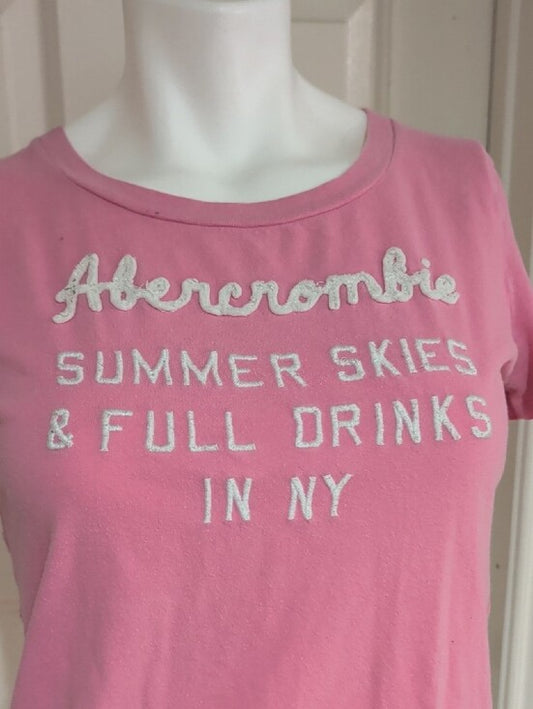 Y2K Abercrombie & Fitch Pink Graphic Short Sleeve Retro Tee Women's Large