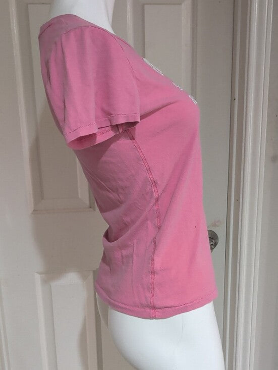 Y2K Abercrombie & Fitch Pink Graphic Short Sleeve Retro Tee Women's Large