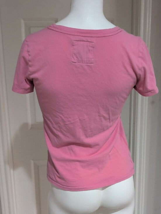 Y2K Abercrombie & Fitch Pink Graphic Short Sleeve Retro Tee Women's Large