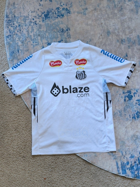 White Blaze Soccer Jersey with Crest Kids 30/ 12 US