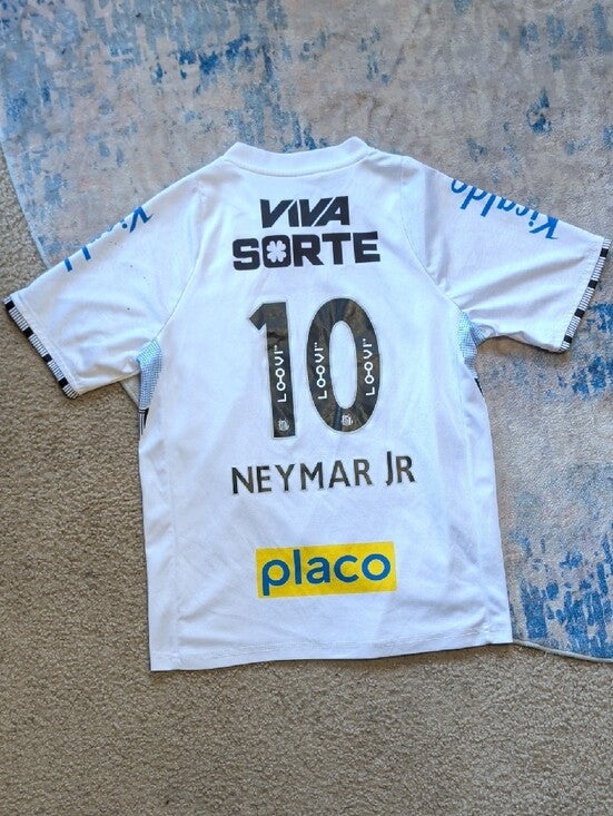 White Blaze Soccer Jersey with Crest Kids 30/ 12 US