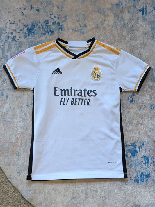 Adidas Real Madrid Kids Home Jersey - White/Gold Youth Small (YS)/22