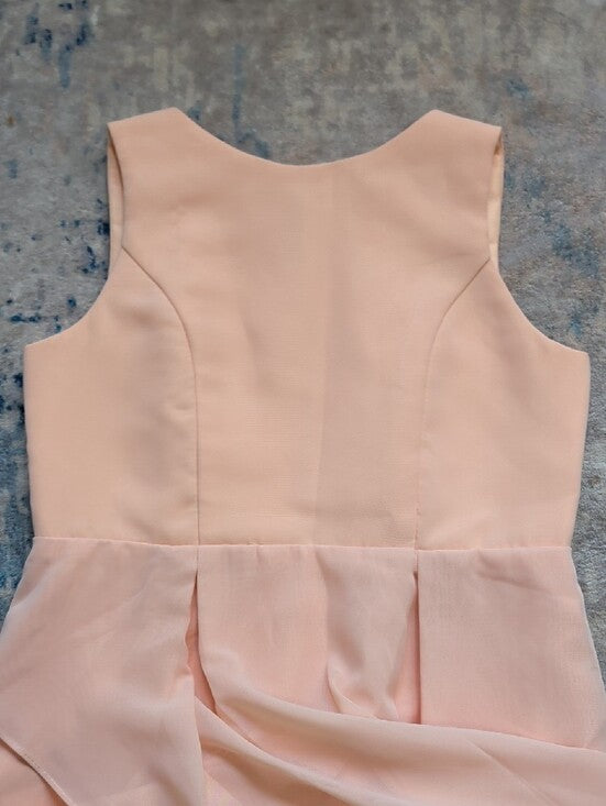 Elegant Sleeveless Pink Cascade Sheer Maxi Dress Girls 12/Large