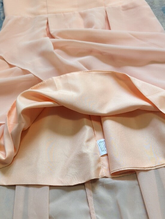 Elegant Sleeveless Pink Cascade Sheer Maxi Dress Girls 12/Large