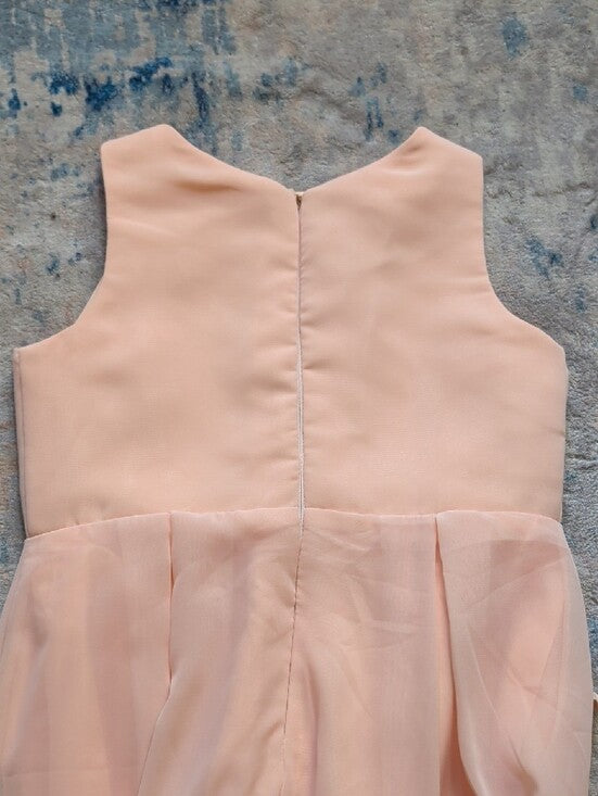 Elegant Sleeveless Pink Cascade Sheer Maxi Dress Girls 12/Large