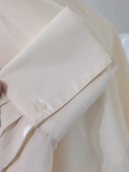 Scoop Lightweight Cream Knot-Front Button-Down Shirt Women's Medium (8-10)