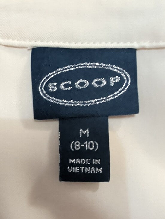 Scoop Lightweight Cream Knot-Front Button-Down Shirt Women's Medium (8-10)