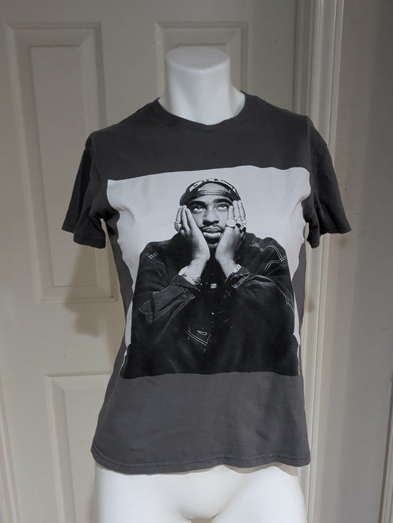 Retro Tupac Shakur Short-Sleeve Graphic Tee in Charcoal Gray Women's XS Vintage