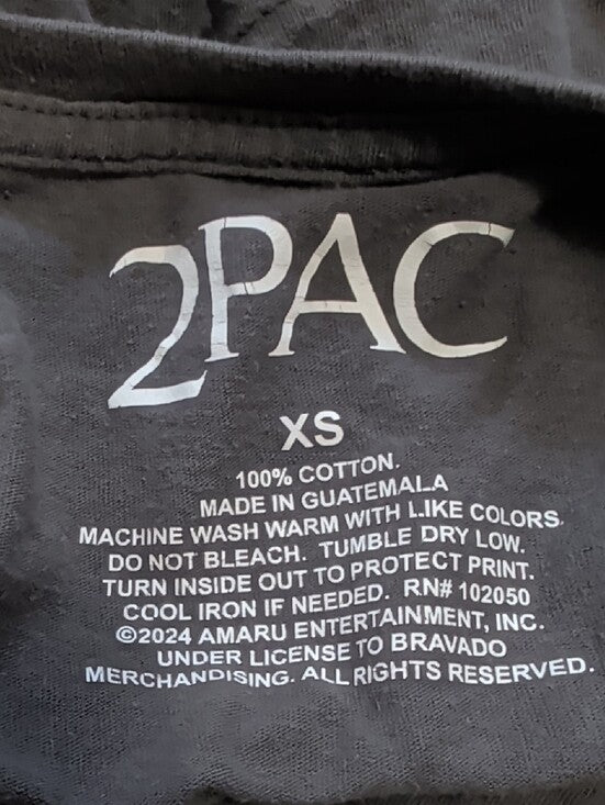 Retro Tupac Shakur Short-Sleeve Graphic Tee in Charcoal Gray Women's XS Vintage