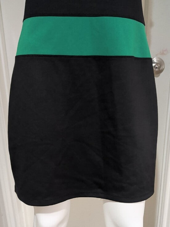 En Focus Studio Sleeveless Black & Green Colorblock Pullover Sheath Dress L/XL