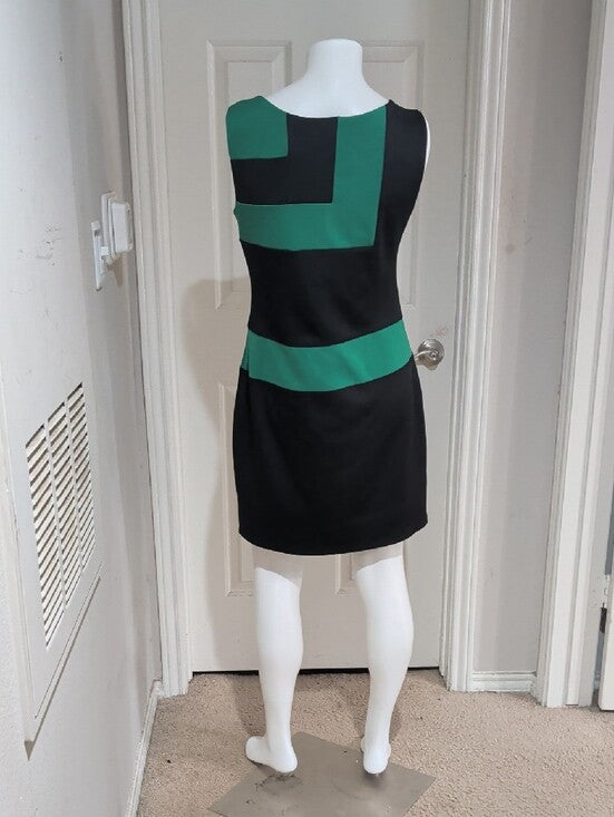 En Focus Studio Sleeveless Black & Green Colorblock Pullover Sheath Dress L/XL
