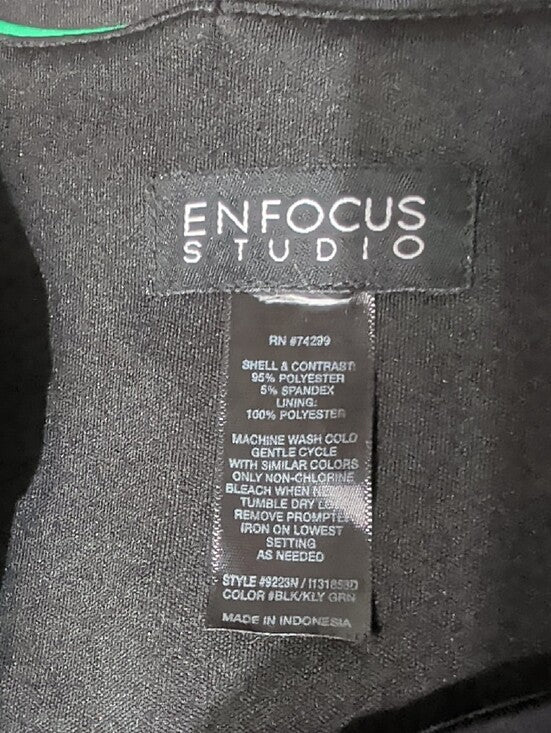 En Focus Studio Sleeveless Black & Green Colorblock Pullover Sheath Dress L/XL