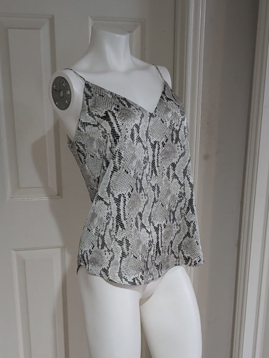 Express Silky Snake-Print Spaghetti-Strap Cami in Gray & White Women's S