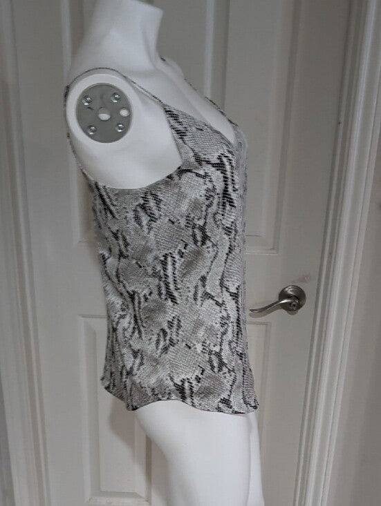 Express Silky Snake-Print Spaghetti-Strap Cami in Gray & White Women's S