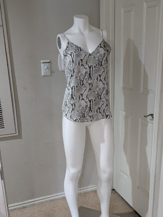 Express Silky Snake-Print Spaghetti-Strap Cami in Gray & White Women's S