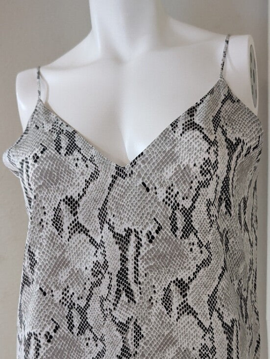 Express Silky Snake-Print Spaghetti-Strap Cami in Gray & White Women's S