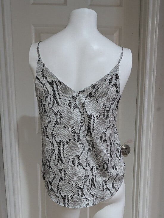 Express Silky Snake-Print Spaghetti-Strap Cami in Gray & White Women's S