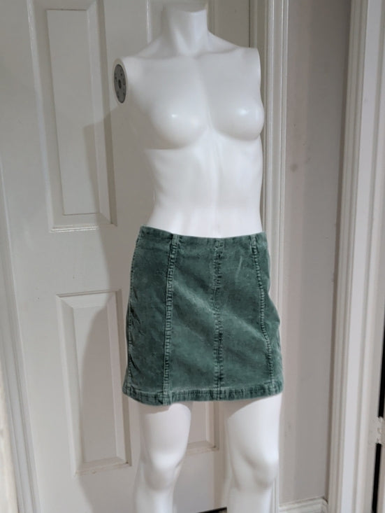Newbury Kustom Washed Sage Green Corduroy Mini Skirt Women's Large