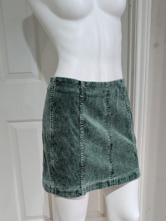 Newbury Kustom Washed Sage Green Corduroy Mini Skirt Women's Large