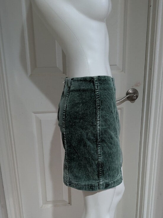 Newbury Kustom Washed Sage Green Corduroy Mini Skirt Women's Large