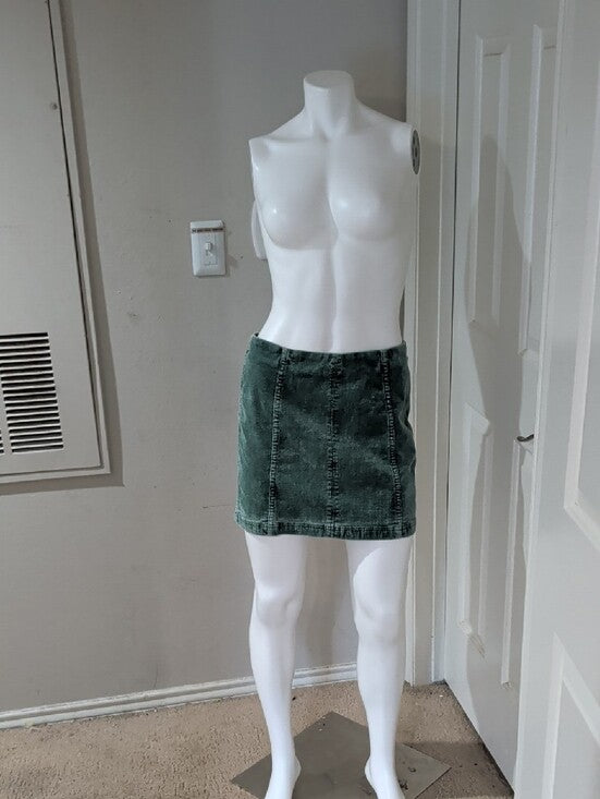 Newbury Kustom Washed Sage Green Corduroy Mini Skirt Women's Large