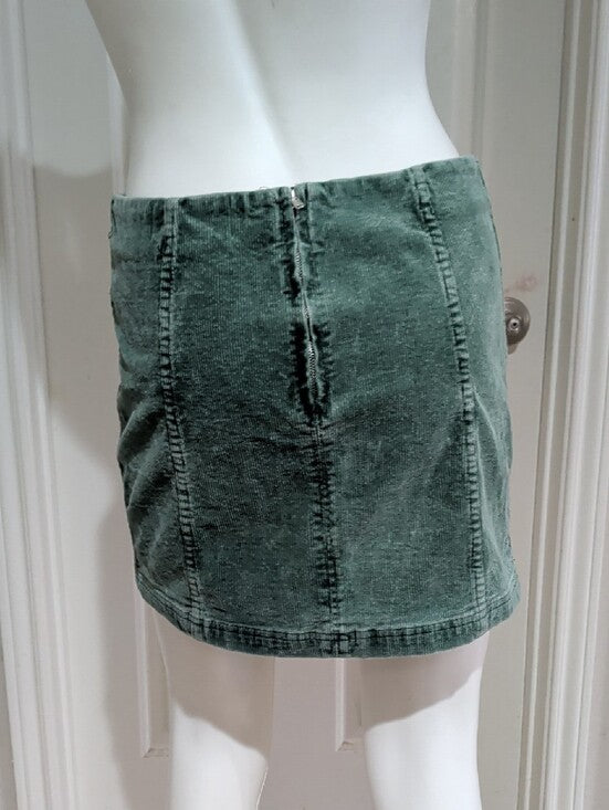 Newbury Kustom Washed Sage Green Corduroy Mini Skirt Women's Large