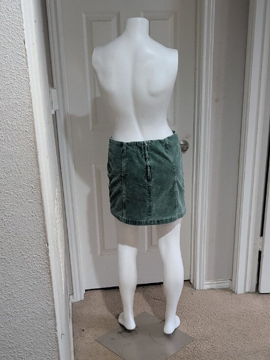 Newbury Kustom Washed Sage Green Corduroy Mini Skirt Women's Large