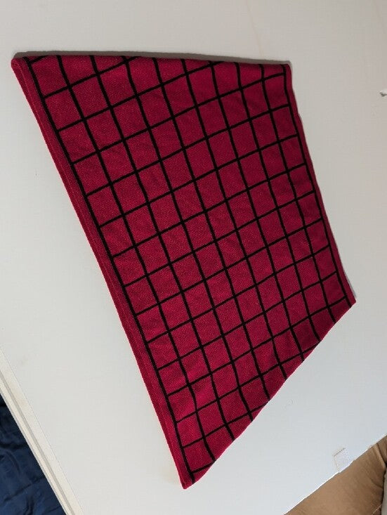 Women's Red Grid Stretch Mini Skirt - Sleek Windowpane Design Retro Modern