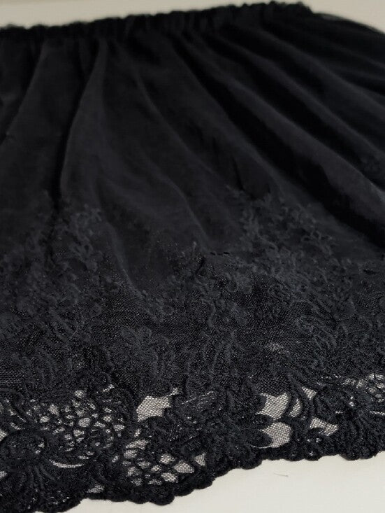 Bobeau Black Lace-Trim A-Line Midi Skirt Women's Medium